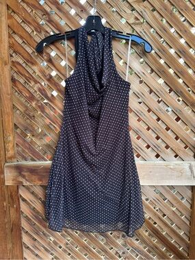 Black Polka Dot Halter Mini Dress